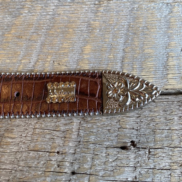 B.B Simon Red Ombré Leather Belt - Picture 4 of 5